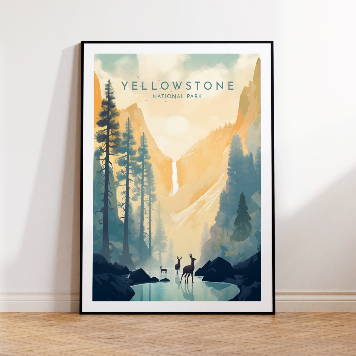 Yellowstone Travel Poster, Wyoming Yellowstone Falls