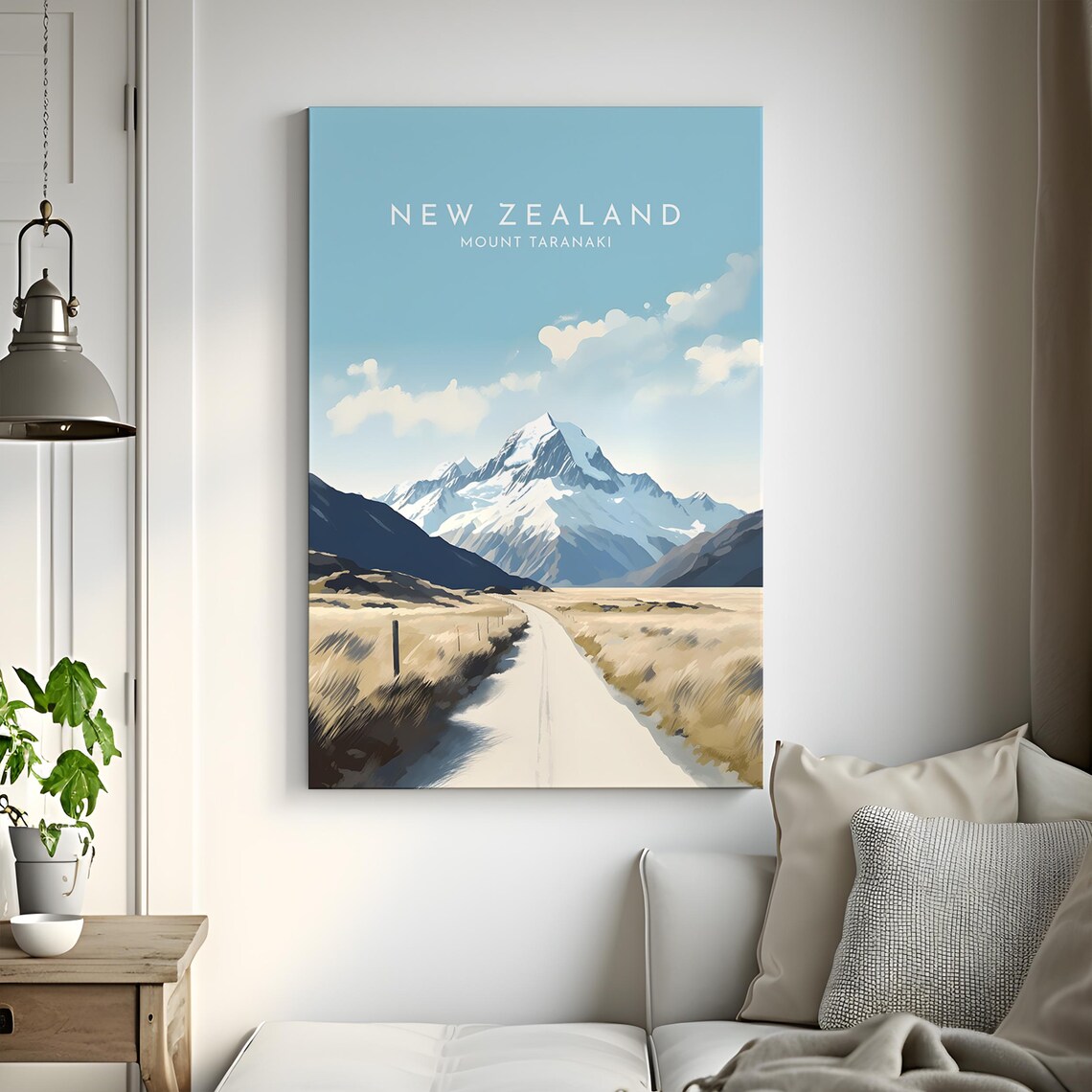 New Zealand Mount Taranaki Snow Capped Peak Grassland Poster - Image 3