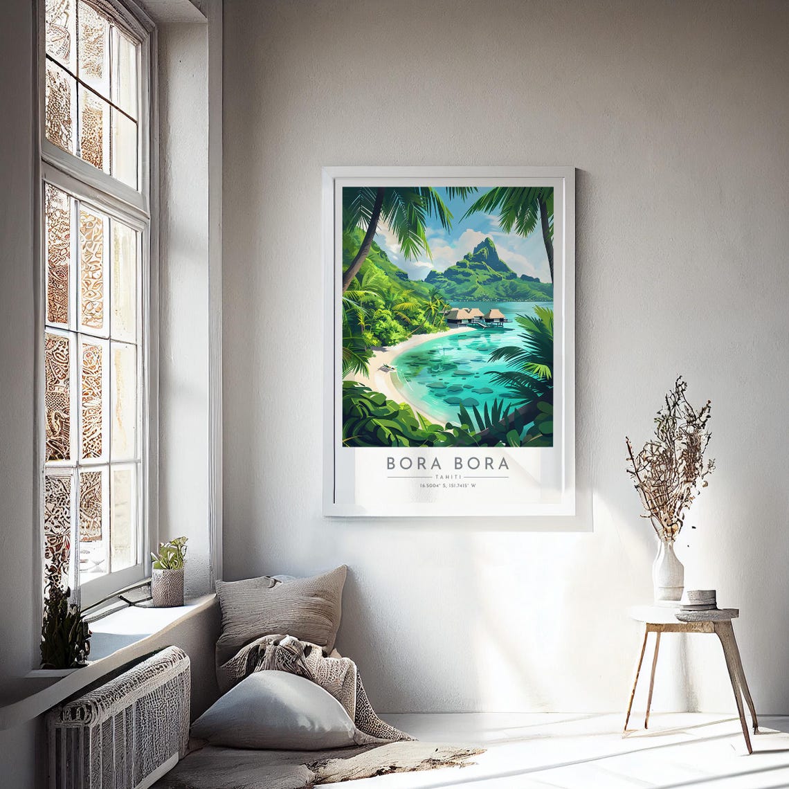 Bora Bora Tahiti Tropical Beach Overwater Bungalows Lagoon Poster - Image 4