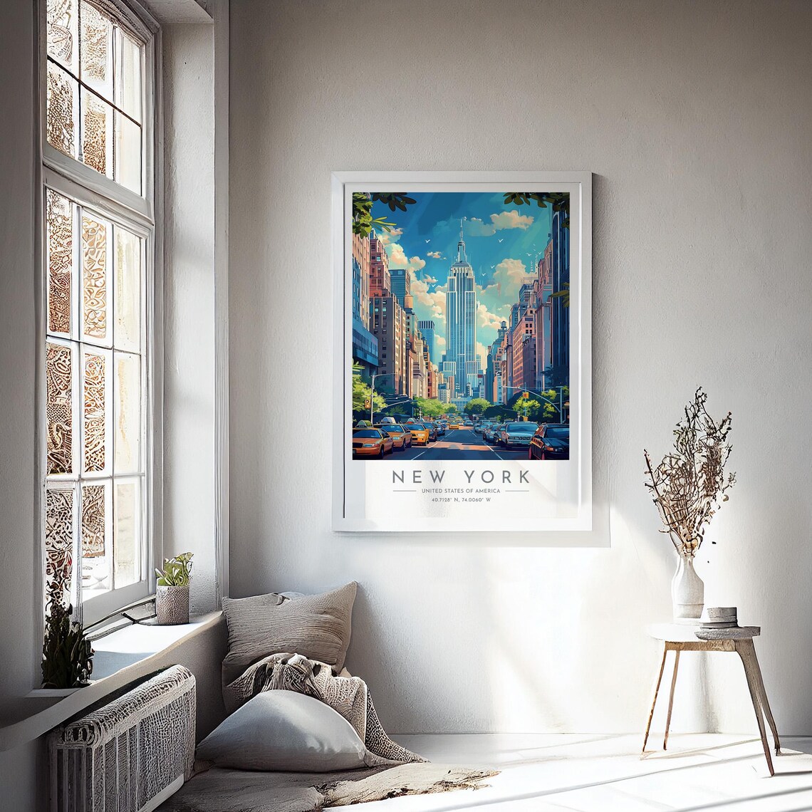 New York Empire State Building Yellow Taxi Avenue Day Poster - Image 4