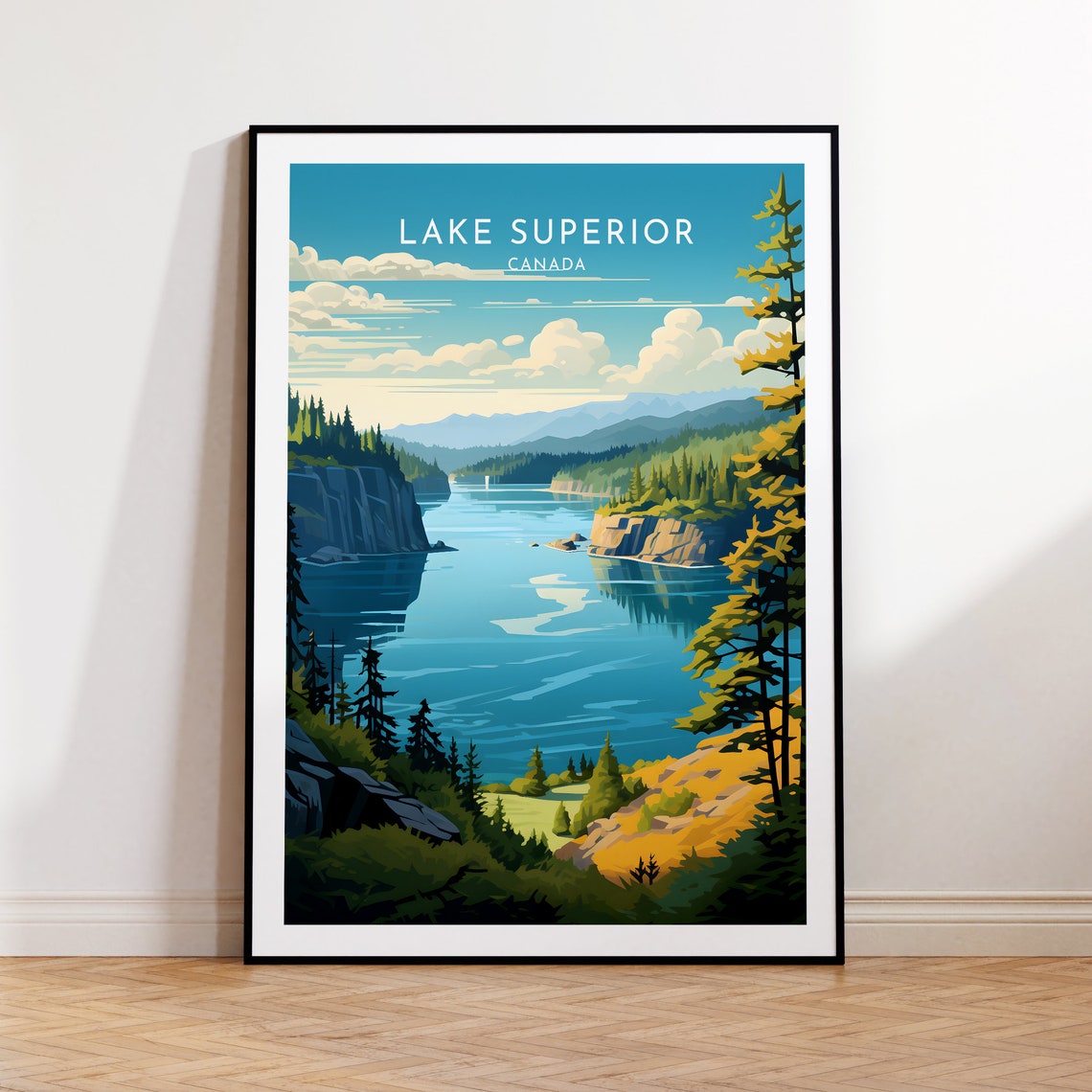Great Lakes Superior Canada Pine Cliffs Wilderness Water Poster