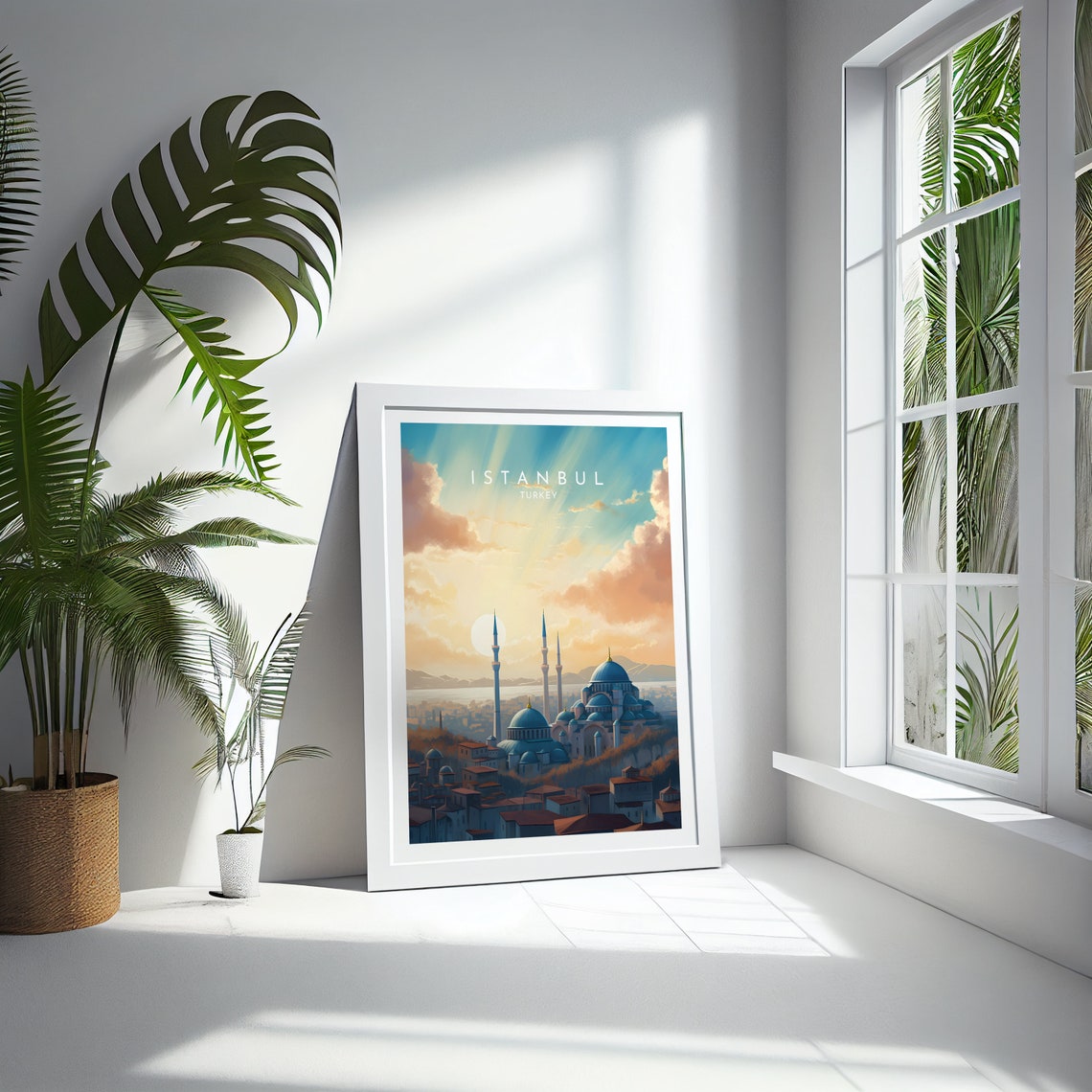 Istanbul Turkey Mosque Domes Minarets Sunrise Sky Travel Poster - Image 4