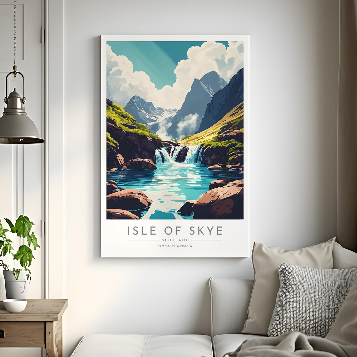 Isle of Skye Mountain Waterfall Turquoise Pool Scotland Travel Poster - Image 2