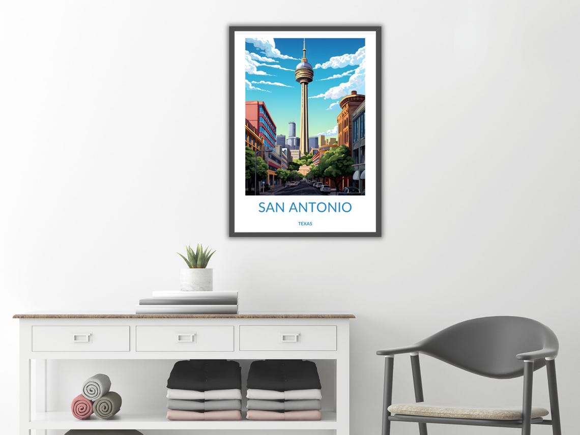 San Antonio Texas Tower Downtown Skyline Street Scene Poster - Image 2
