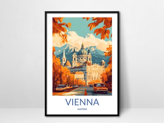 Vienna Austria Skyline Cathedral Dome Autumn Streets Travel Poster