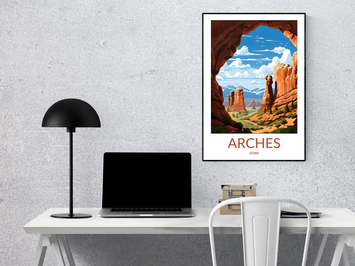 Arches Utah Rock Arch Window Desert Canyon View Travel Poster - Image 2