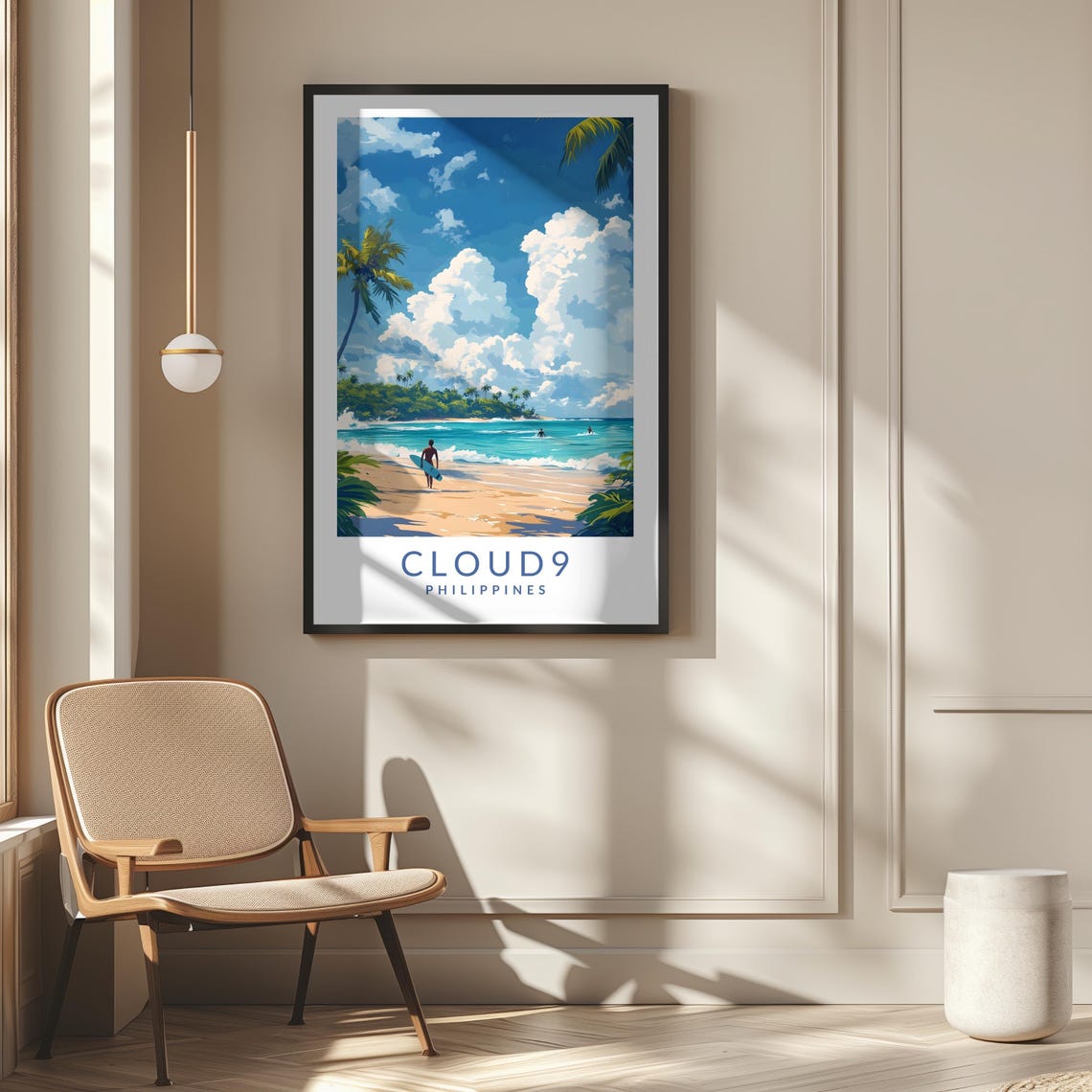 Cloud 9 Philippines Surf Beach Illustration Surfing Travel Poster - Image 2