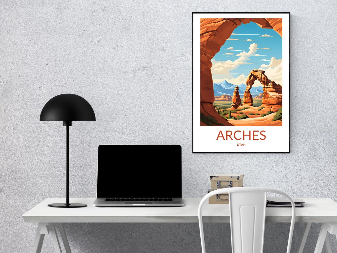 Arches Utah Natural Rock Arch Desert Mountain View Travel Poster - Image 2