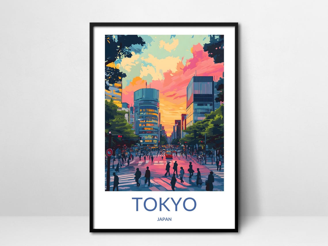 Tokyo Japan Travel Poster Cityscape Tokyo Print Tokyo Gift Tokyo Art Tokyo Decor Shibuya Crossing Japan Wall Art