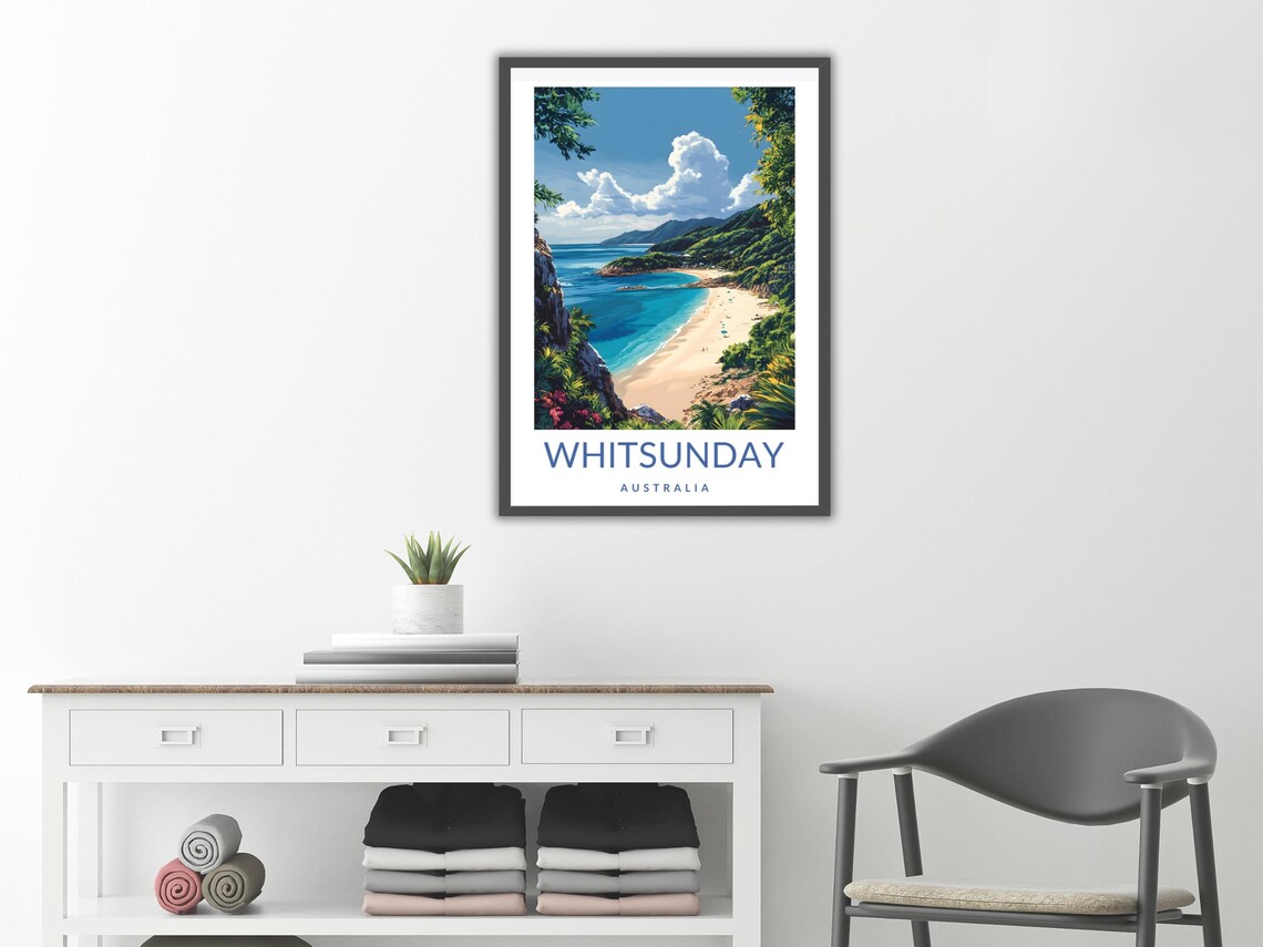Whitsunday Australia Tropical Beach Cove Vintage Travel Poster Art - Image 2