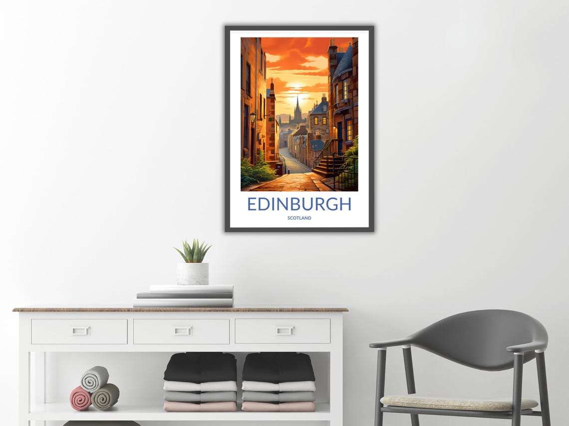 Edinburgh Scotland Historic Street Sunset Evening Glow Poster - Image 2