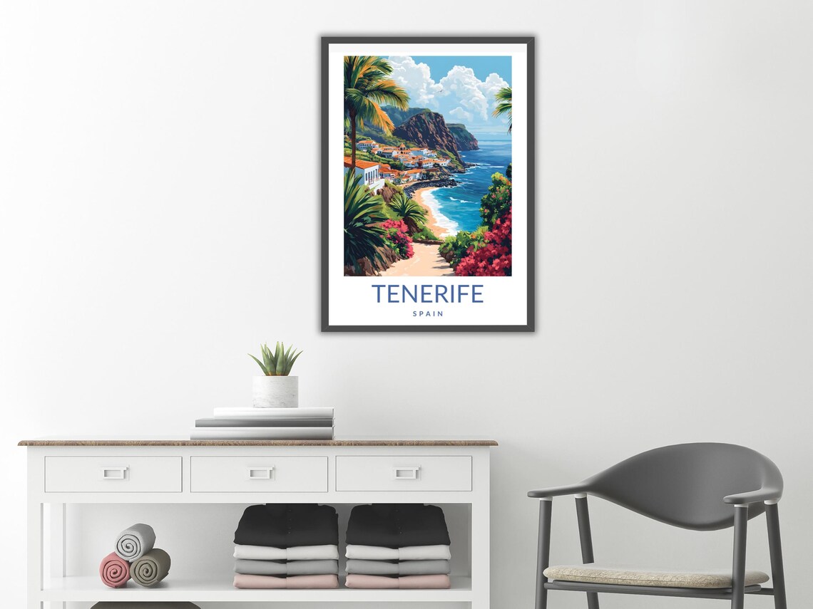 Tenerife Poster Spain Coastal Travel Art Print Colorful Beach View Tenerife Gift For Travelers Perfect Wall Art For Island Lovers Home Dcor - Image 2