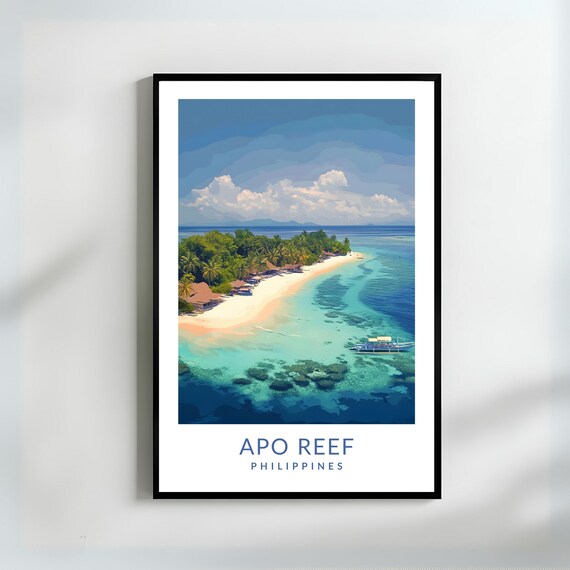 Apo Reef Wall Art Print Mindoro Island Philippines Tropical Beach And Coral Reef Artwork For Coastal Home Decor