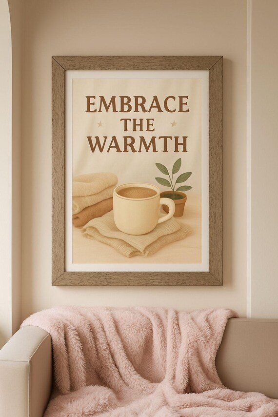 Embrace the Warmth Hygge Cozy Coffee Mug Blanket Fall Poster