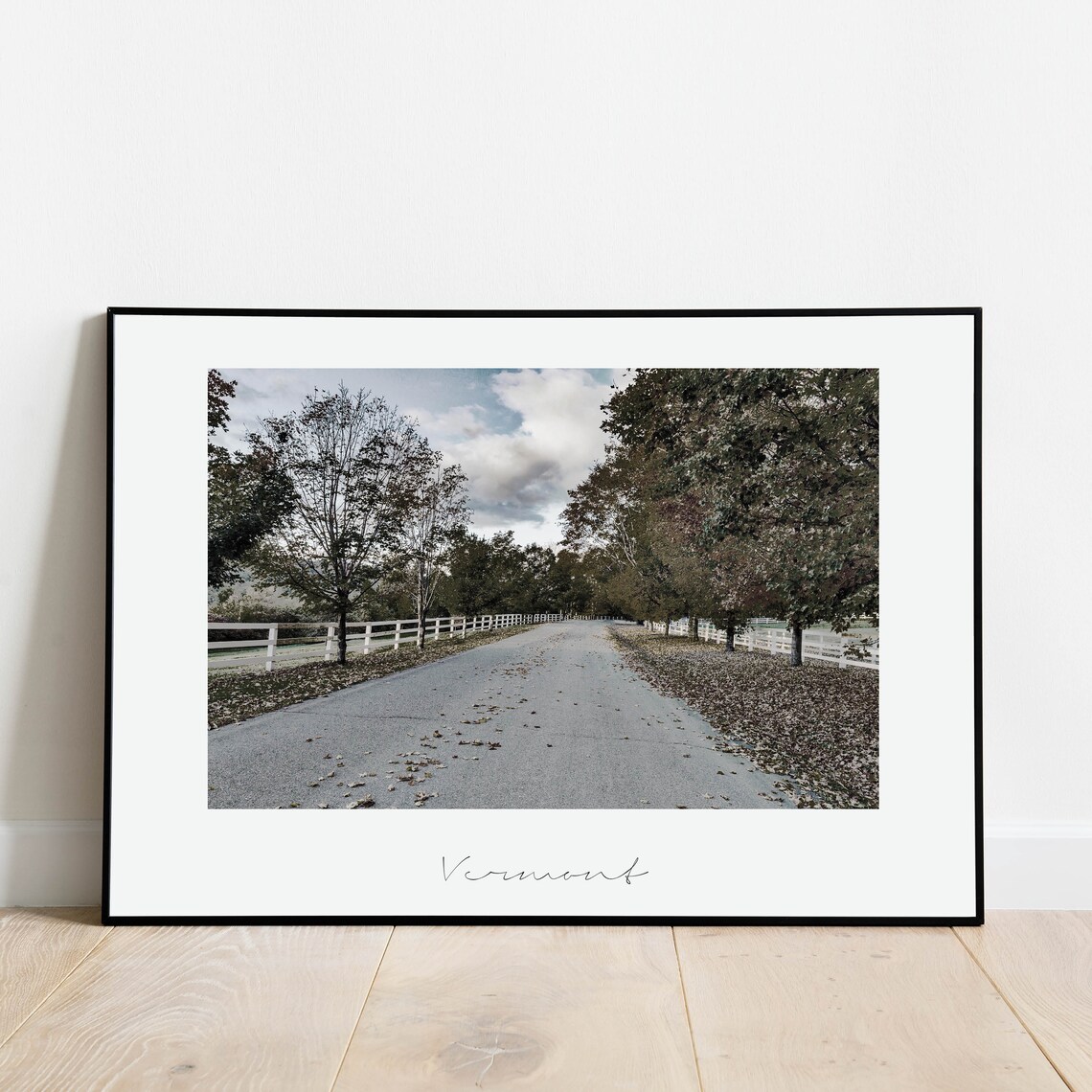 Vermont Country Road Autumn Tree Lined Scenic Photography Poster