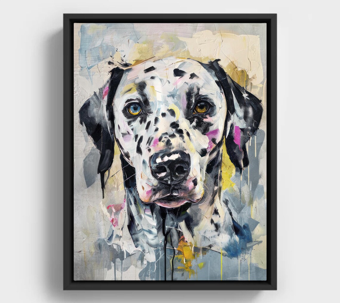 Dalmatian Dog Abstract Portrait Colorful Modern Pet Painting Poster