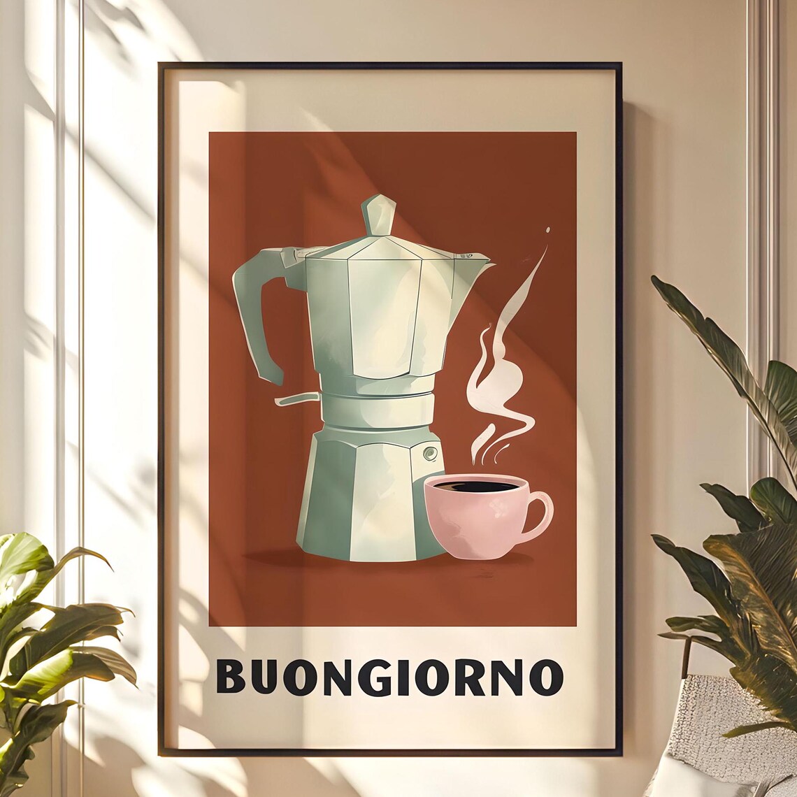 Buongiorno Moka Pot Espresso Italian Coffee Morning Kitchen Poster