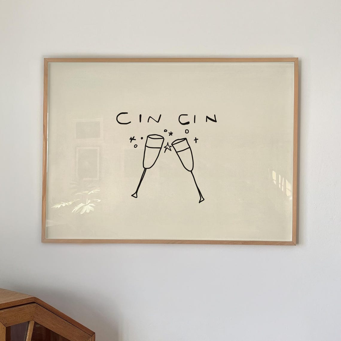 Cin Print Minimalist Bar Cart Art Digital Download Horizontal