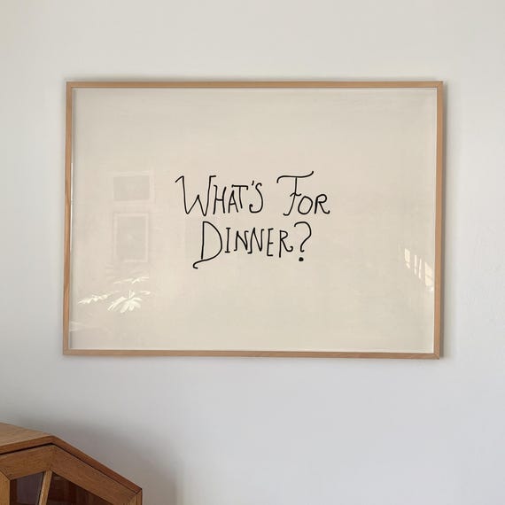 Whats For Dinner Print Funny Kitchen Wall Art Minimal Decor Digital Download Horizontal