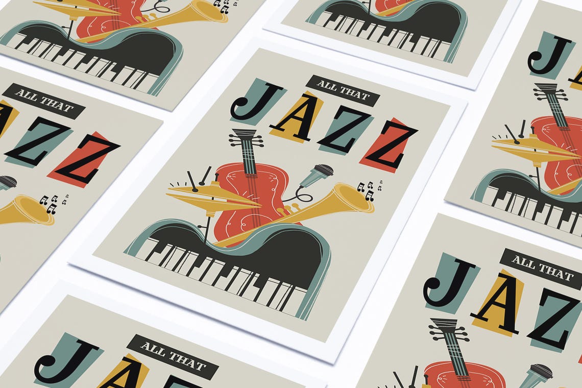 All That Jazz Retro Instruments Vintage Mid Century Music Poster - Image 4