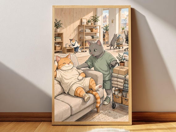 Ikea Day Cat Poster Printable Wall Art Digital Download