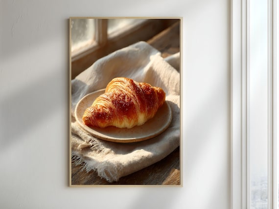 Butter Croissant Printable Wall Art French Bakery Kitchen Decor Digital Download