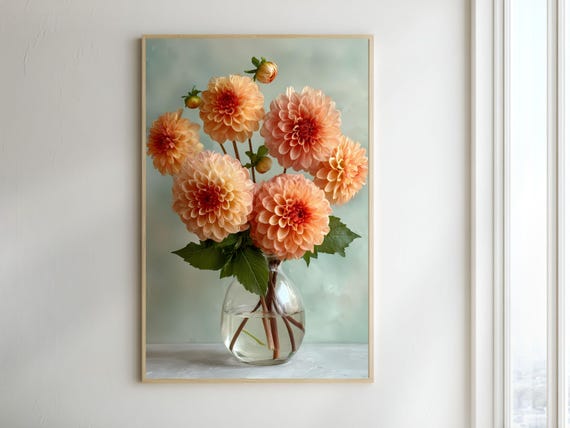 Dahlia Poster Floral Wall Art Printable Flower Decor Digital Download
