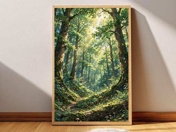 Forest Path Anime Landscape Poster Printable Wall Art Digital Download