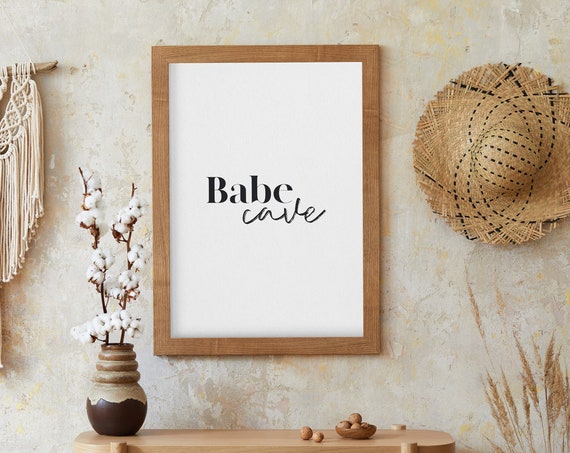 Babe Cave Chic Stylish Script Beauty Room Vanity Wall Decor Poster