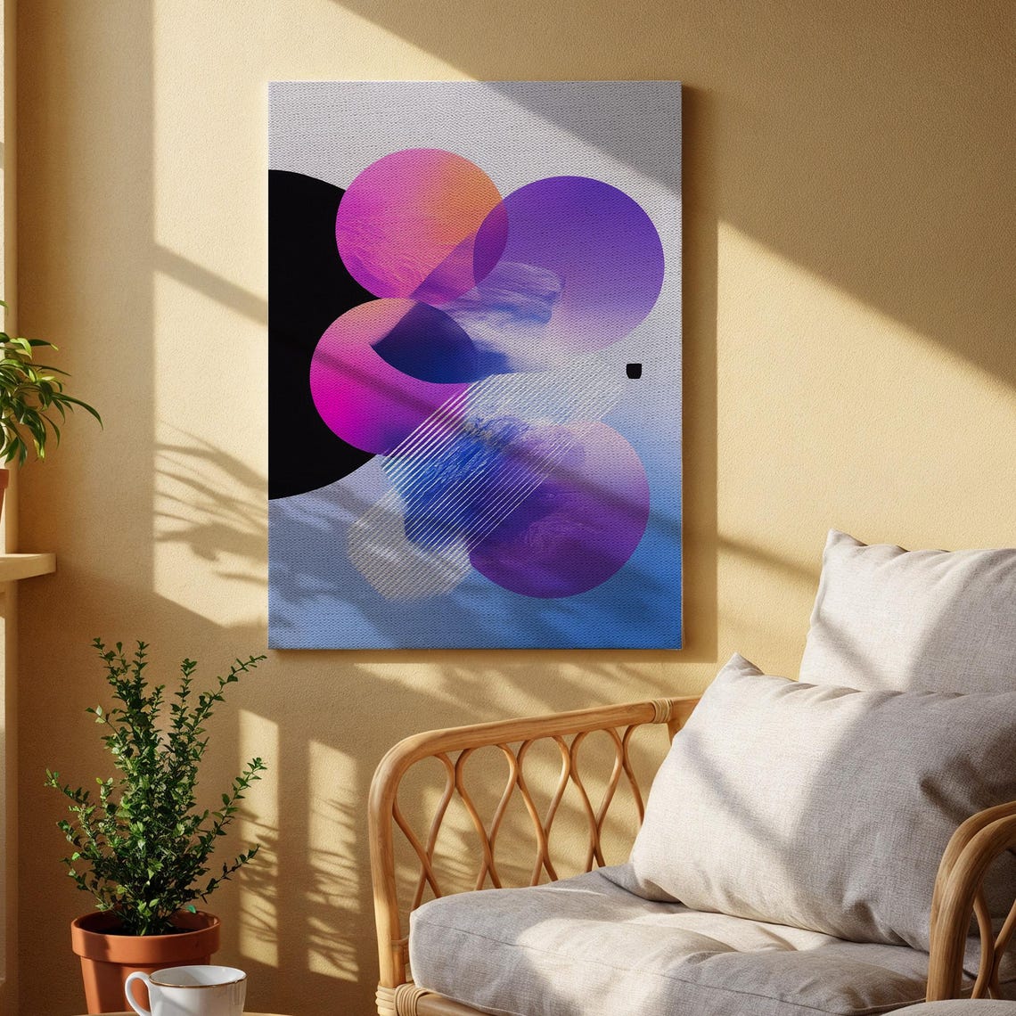 Purple Pink Abstract Gradient Circles Modern Geometric Canvas Poster