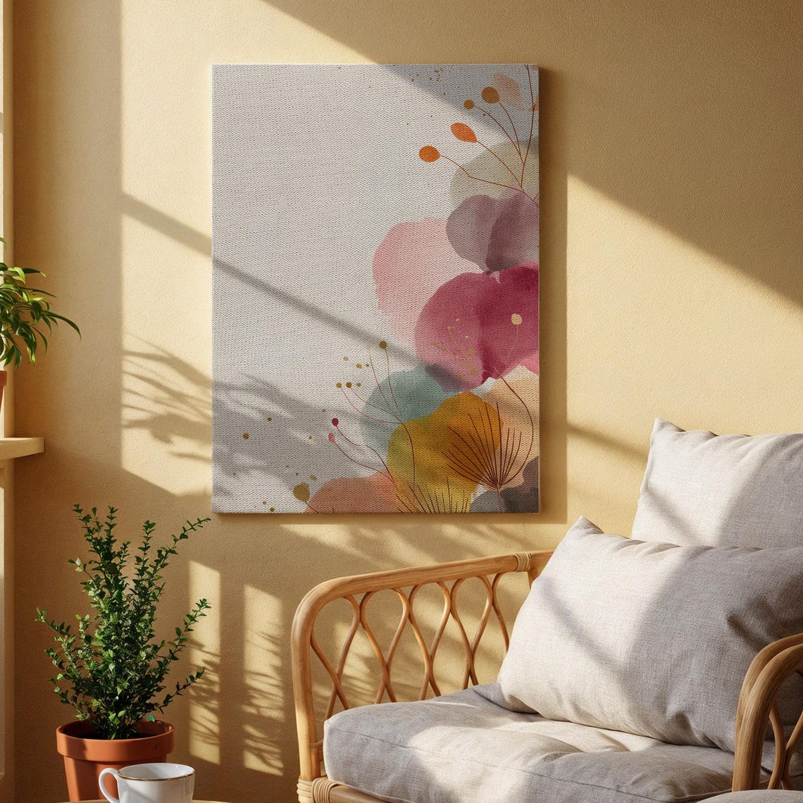 Soft Modern Watercolor Botanical Blossoms Abstract Floral Print