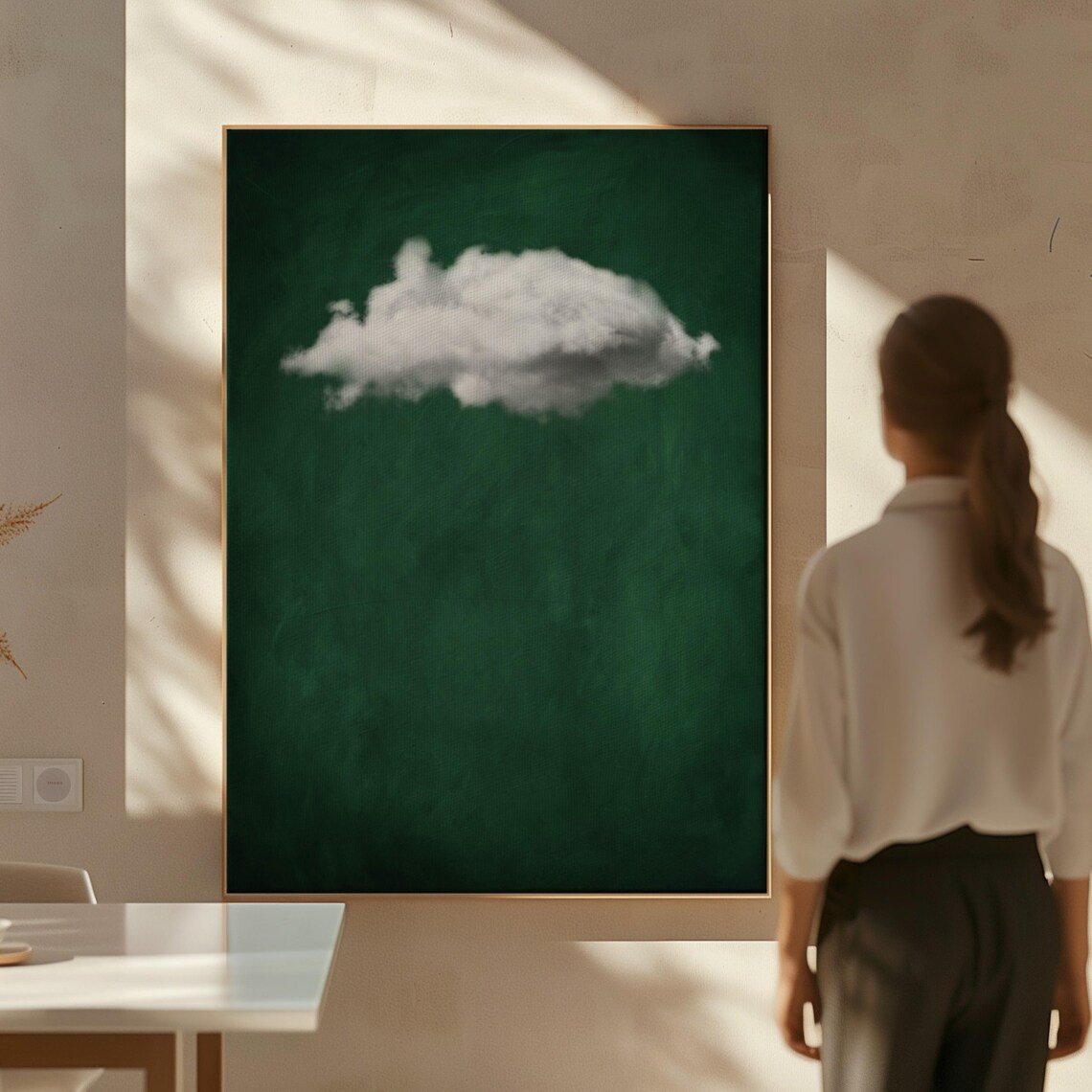 Emerald Green Cloud Abstract Wall Art Print - Image 4