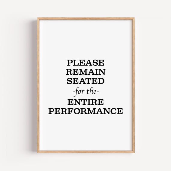 Funny Bathroom Poster Please Remain Seated Minimalist Toilet Sign