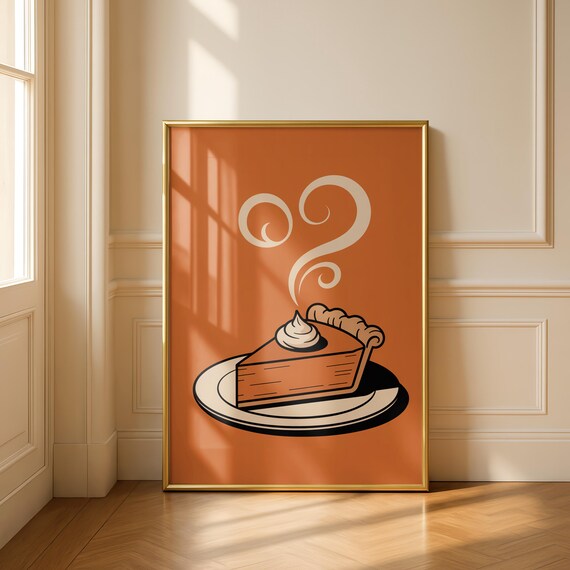 Retro Pumpkin Pie Print Thanksgiving Kitchen Decor