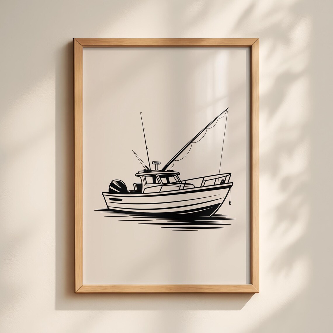 Minimalist Fishing Boat Line Art Coastal Nautical Decor Poster