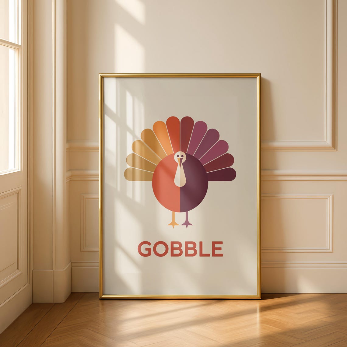 Geometric Turkey Thanksgiving Print Modern Fall Decor