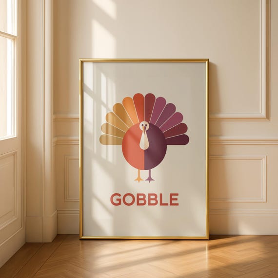 Geometric Turkey Thanksgiving Print Modern Fall Decor