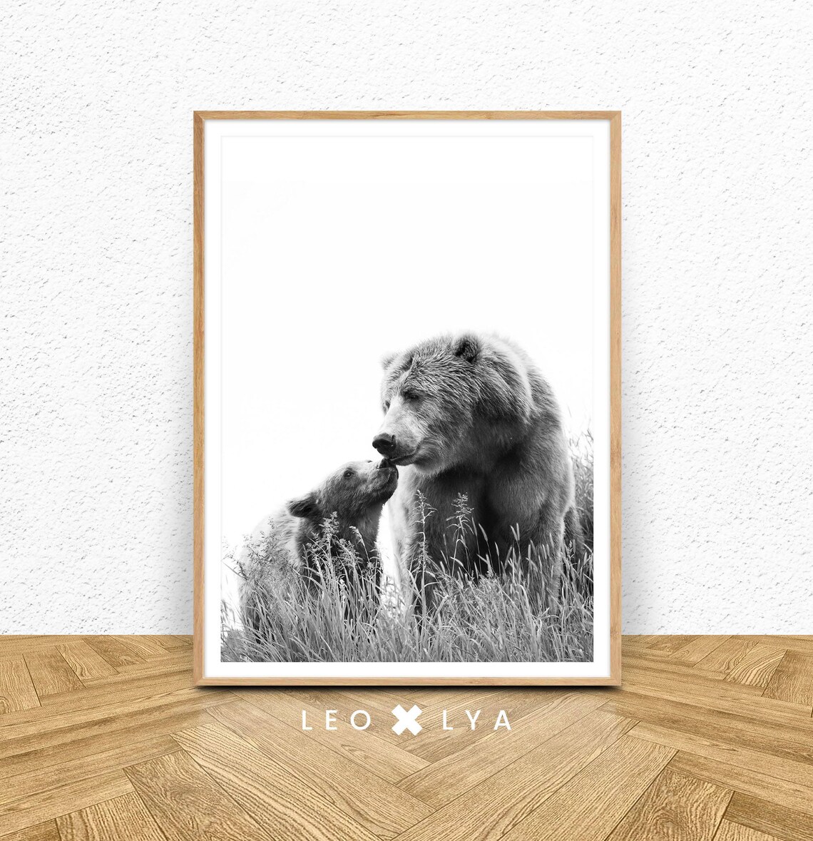 Bear Print, Black And White Kids Room Art Print