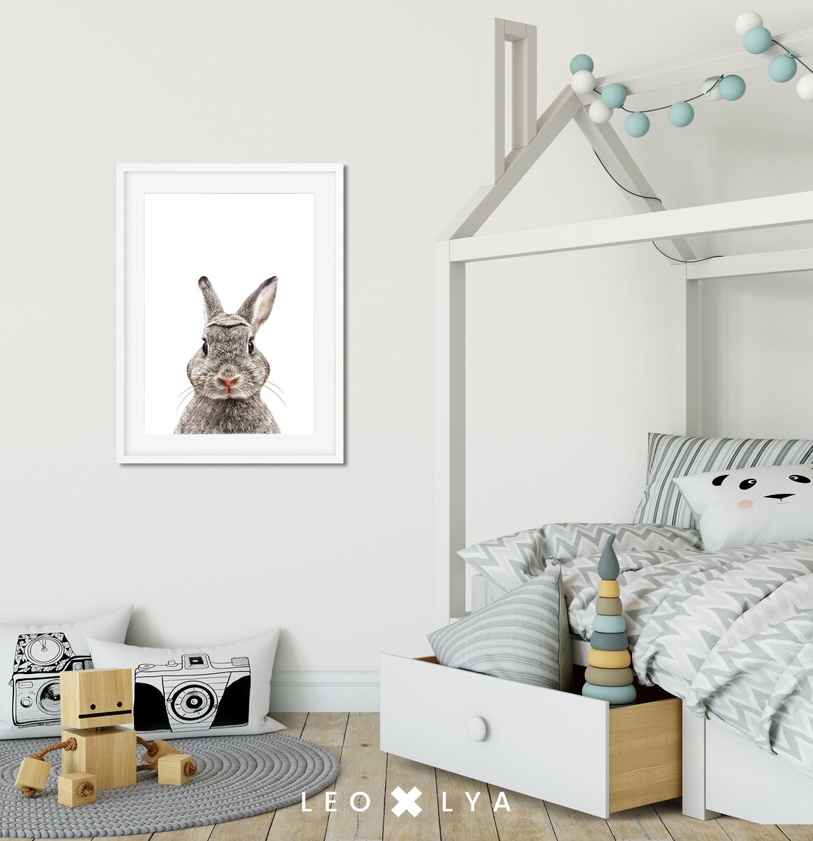 Rabbit Woodland Animal Nursery Art Print
