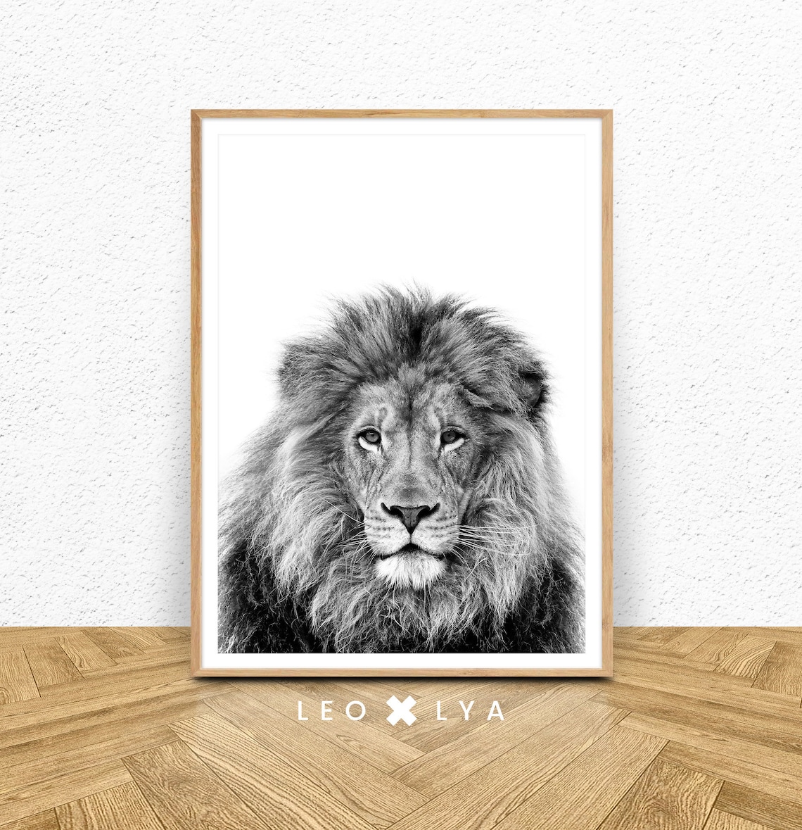 Black and White Lion Art Print, Safari Nursery Decor