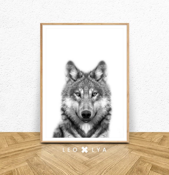 Black and White Wolf Print, Nursery Wall Art