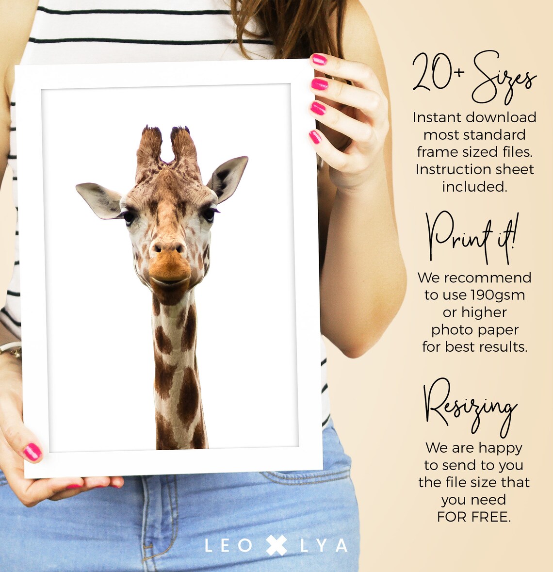 Giraffe Print, Modern Minimalist Nursery Safari Art - Image 4