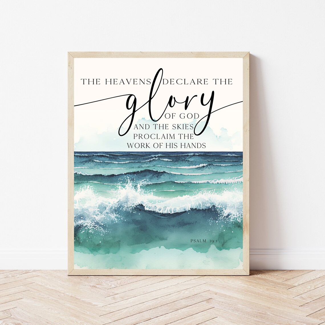 Psalm 191 The Heavens Declare Glory Of God Bible Verse Print Office Scripture Wall Art Nursery Sign Christian Gift