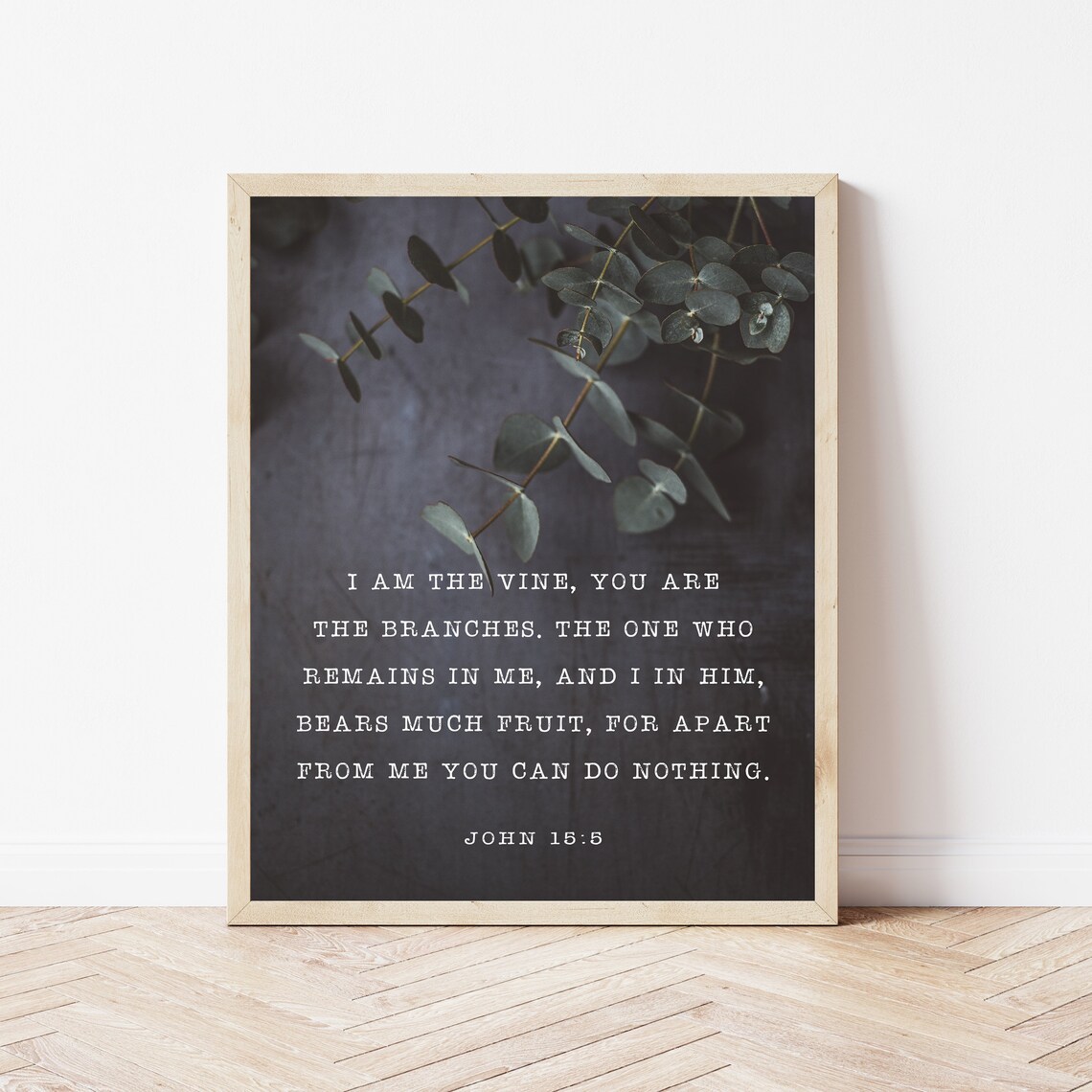Bible Verse Wall Art Prints I Am The Vine Farmhouse Christian Sign Scripture Home Decor Boho Bathroom