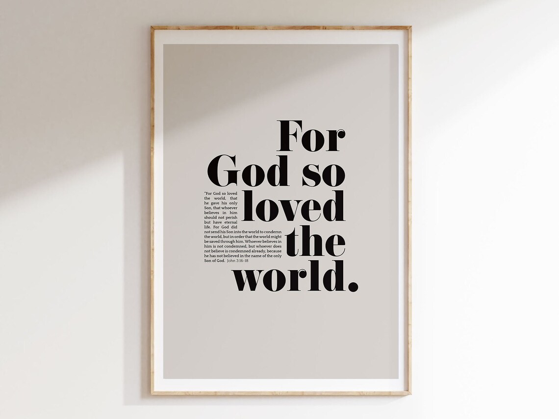 John 3:16 Bible Verse Art Print, Christian Scripture - Image 5