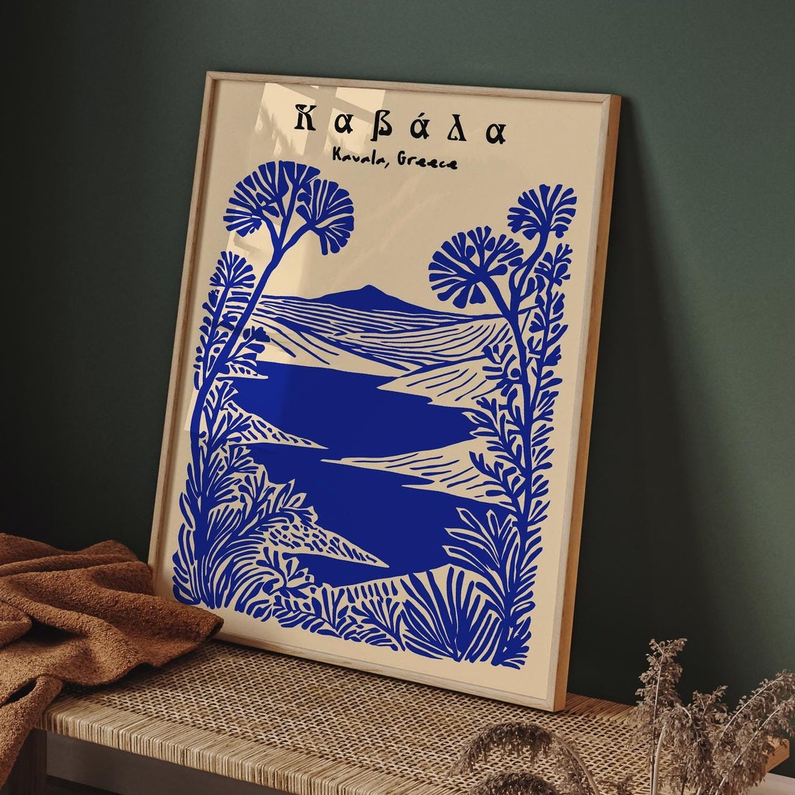 Kavala Greece Blue Line Art Mediterranean Coast Travel Poster - Image 5