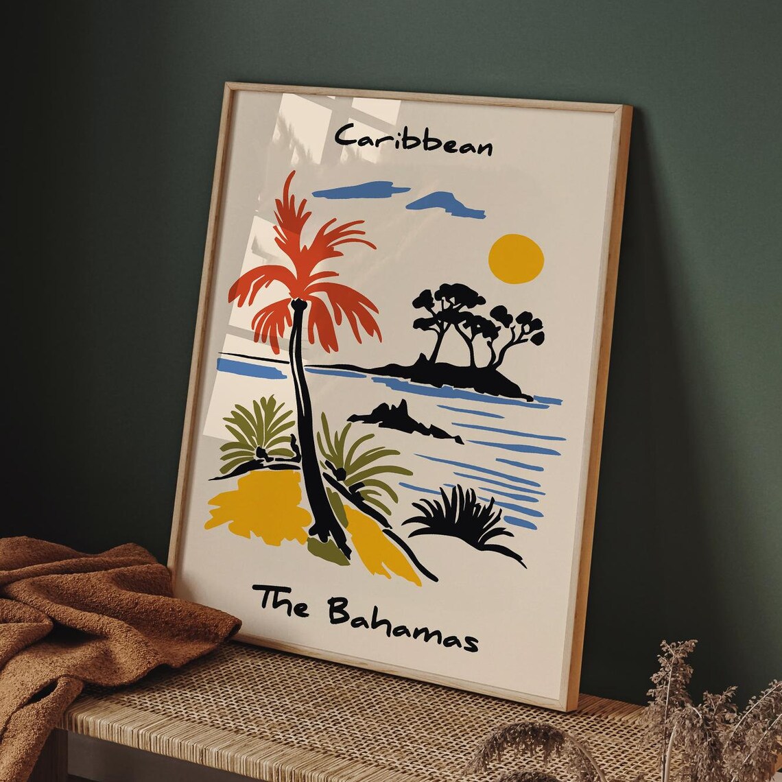 Caribbean The Bahamas Tropical Palm Island Sun Travel Poster - Image 6