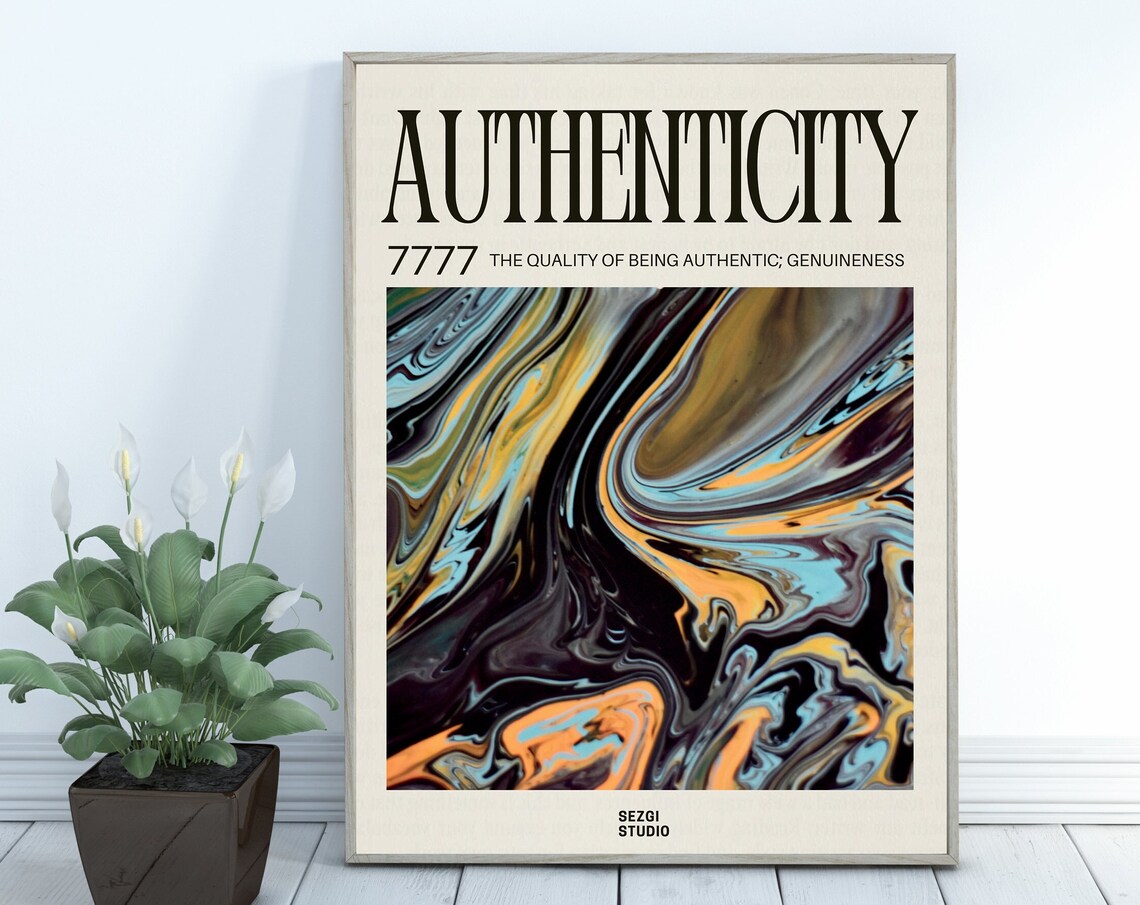 Authenticity 7777 Marbled Ink Manifestation Dictionary Word Art Poster