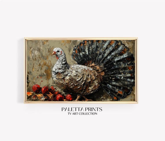 Frame Tv Impressionist Turkey Art Art For Frame Tvs Nature Tv Art Rustic Animal Tv Art Thanksgiving Paletta Prints