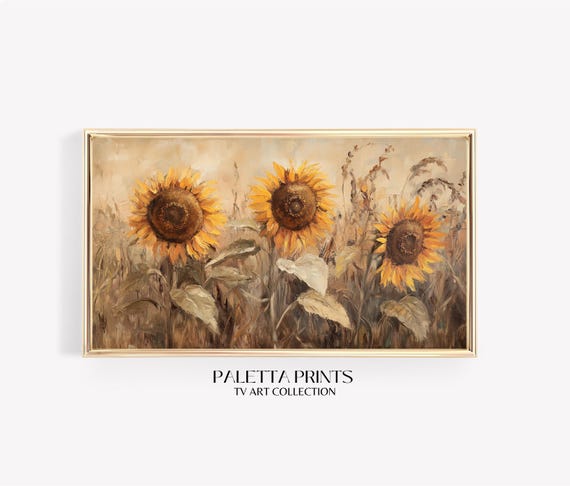 Frame Tv Moody Sunflowers Art Art For Frame Tvs Nature Tv Art Rustic Farmhouse Tv Art Fall Art Paletta Prints